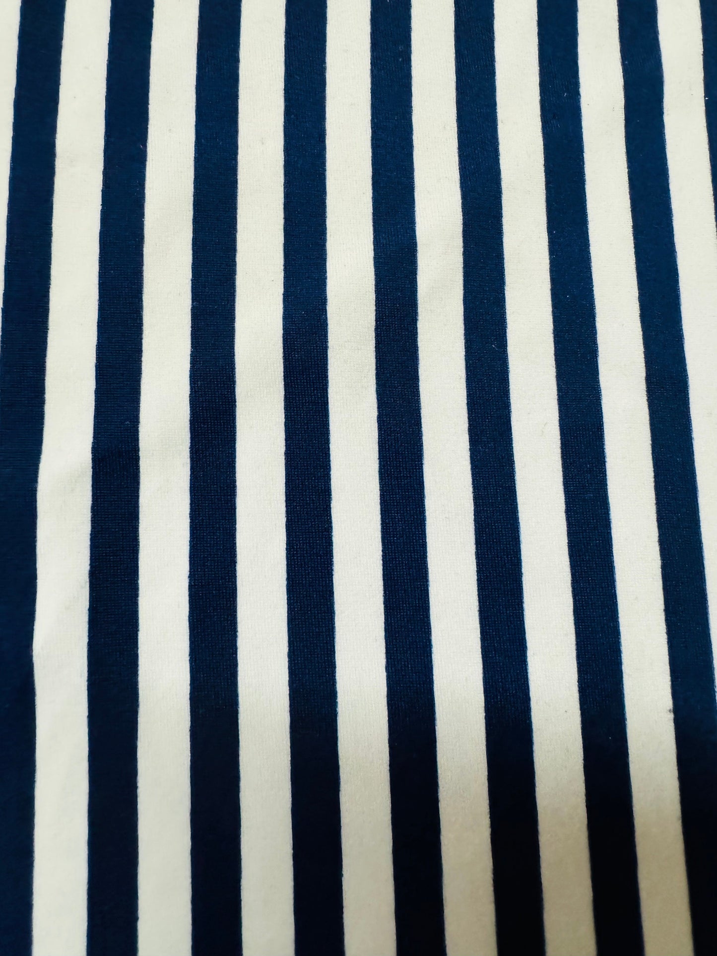 Small stripe navy/white 1/4” size best quality of nylon spandex 4-way stretch 58/60”