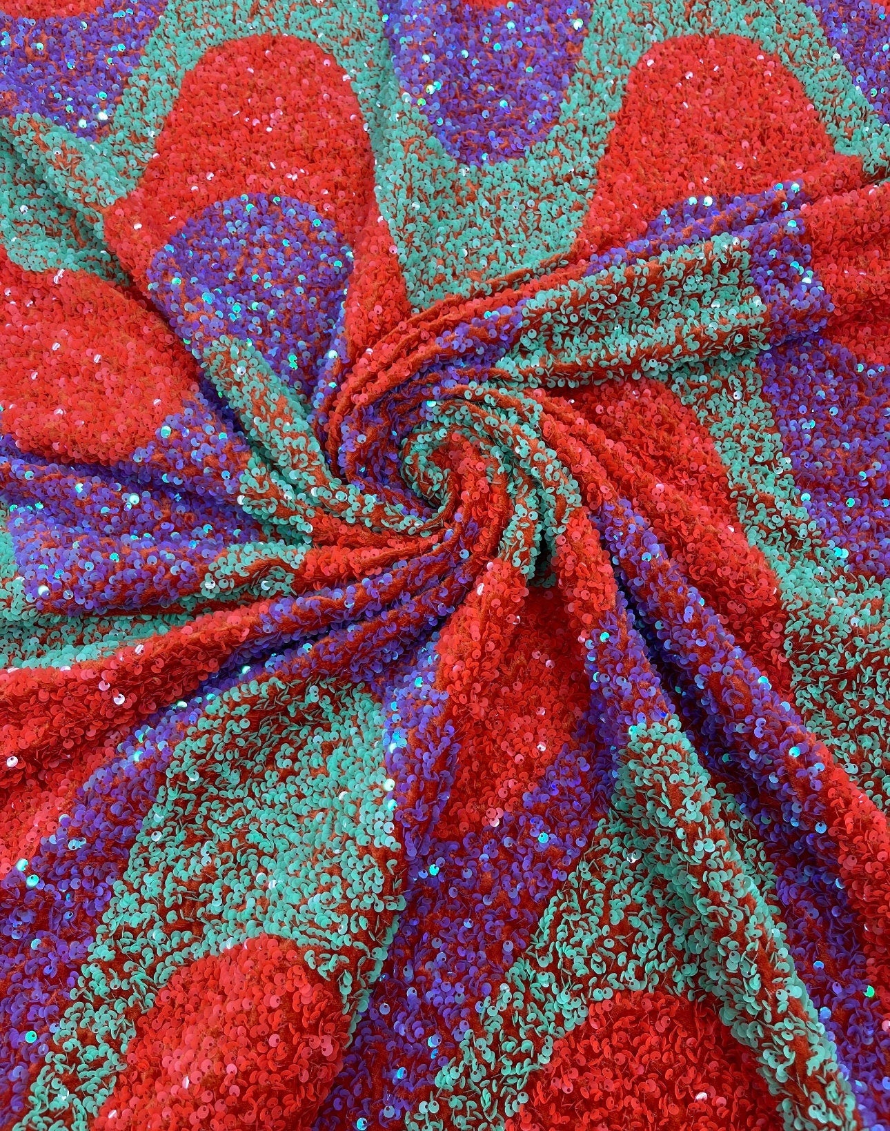 Deluxe wavy sequins on spandex velvet 4-way stretch 58/60” High quality fabrics by AlexLAFabrics