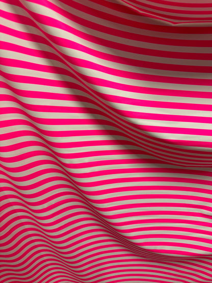 Stripe design 1/2” size neon pink/white print on best quality of nylon spandex 4-way stretch 58/60”