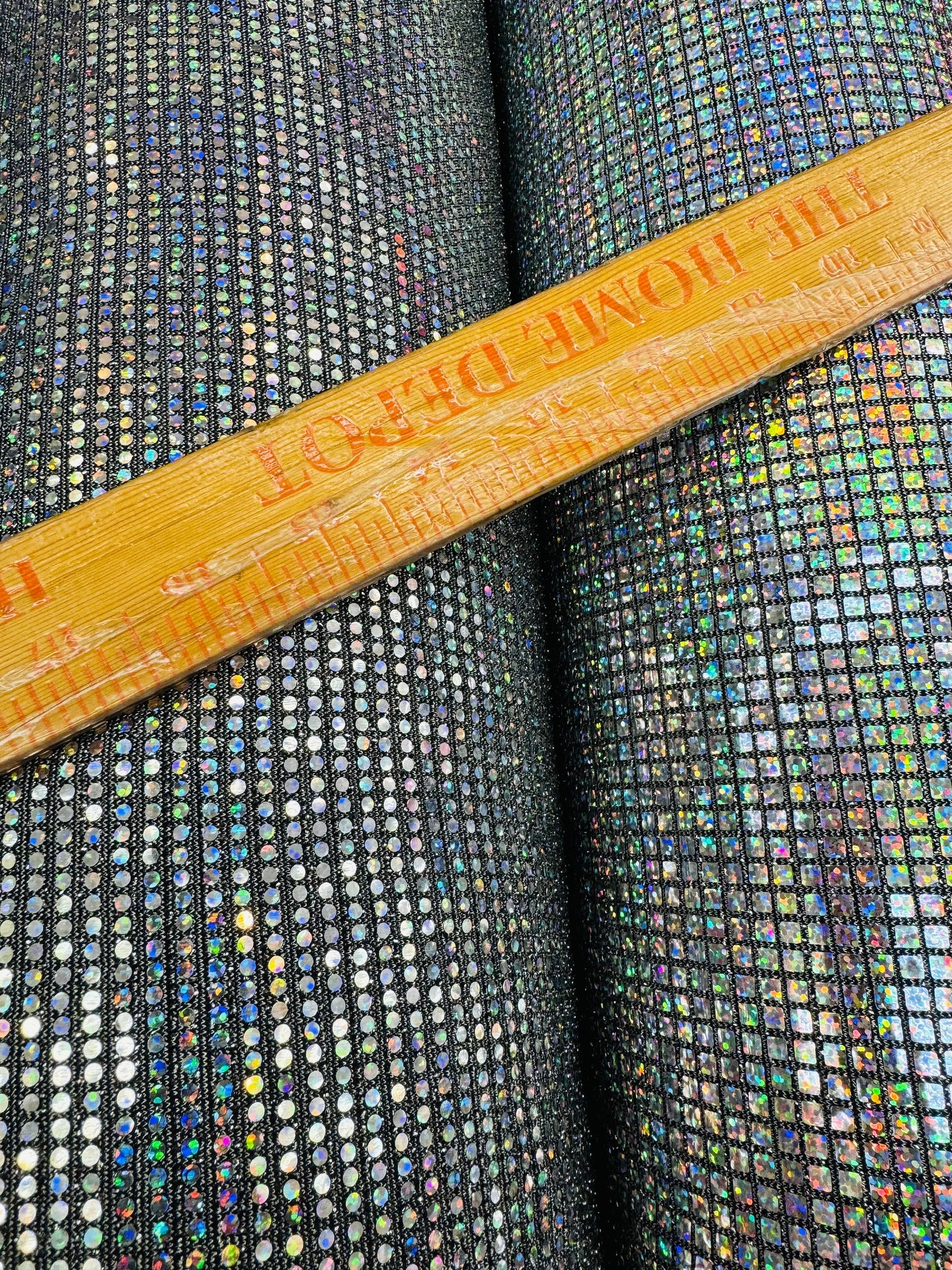 Geometric hologram sequins silver holo all over on spandex metallic base 2-way stretch 58/60” High quality fabrics by AlexLAFabrics