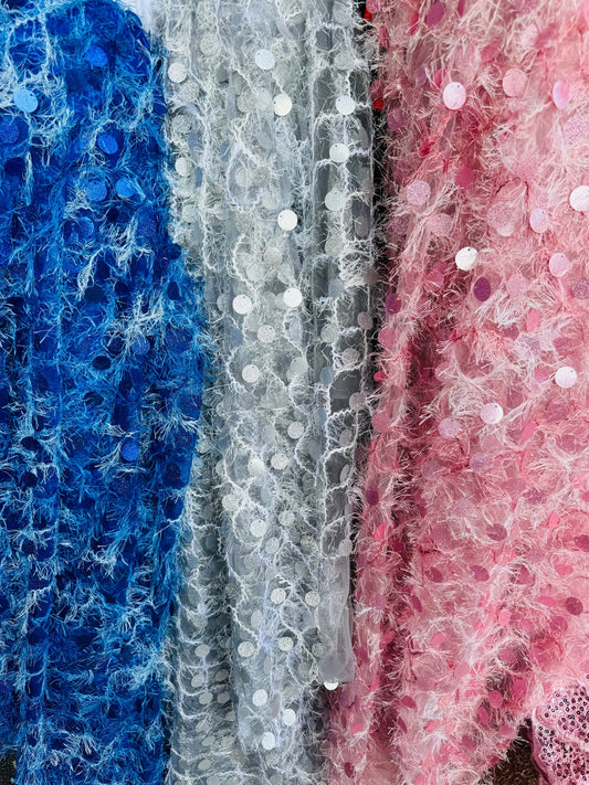 New Eyelash with Paillette sequins 2-way stretch 58/60” High quality fabrics by AlexLAFabrics