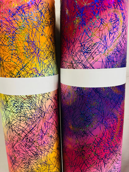 New tie dye Bang Bang design hologram metallic nylon spandex with hologram foil 4-way stretch 58/60”