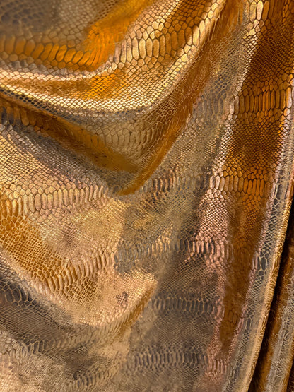 Exotic Anaconda stretch velvet copper 2-way stretch 58/60” High quality fabrics by AlexLAFabrics