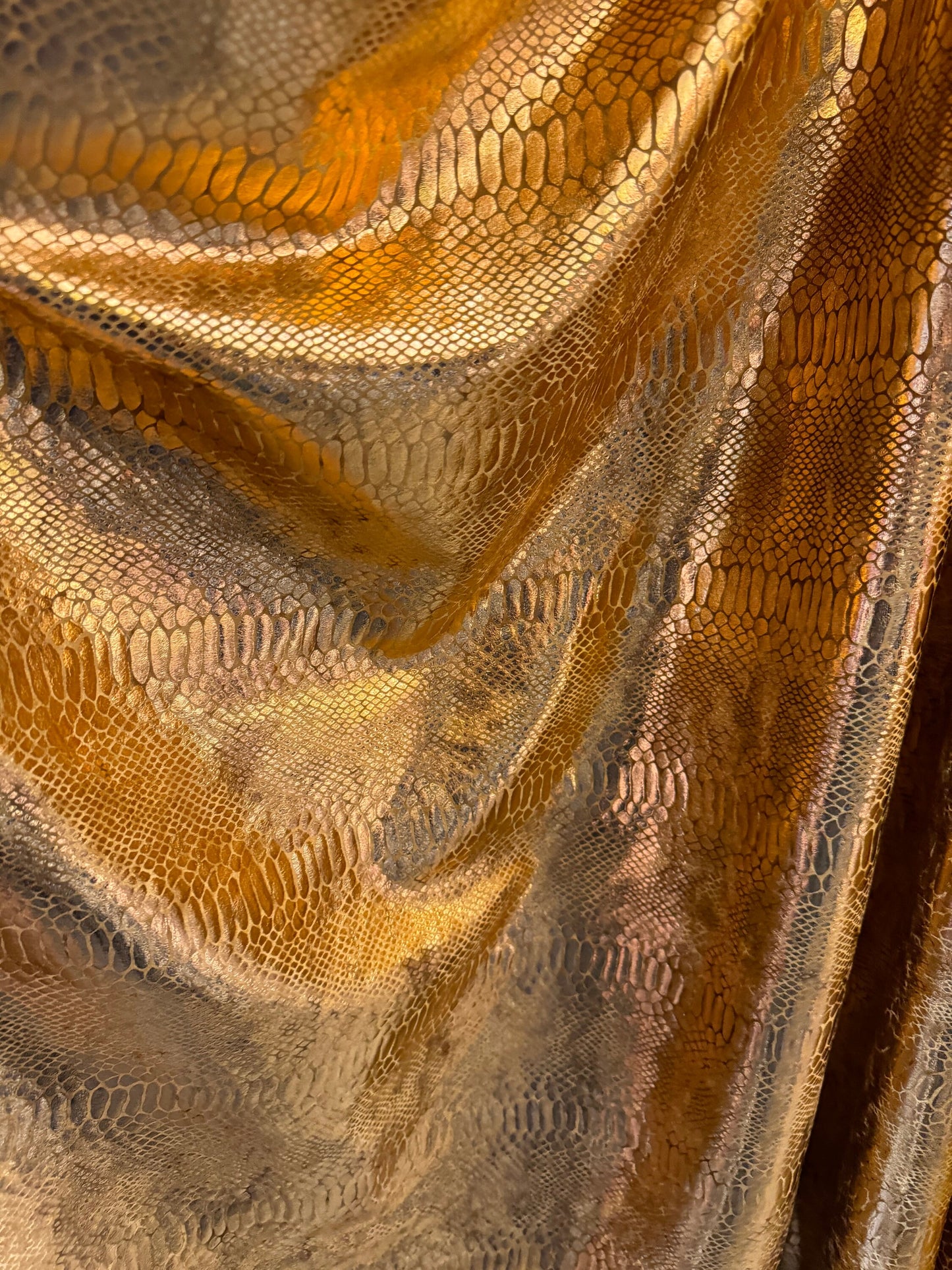 Exotic Anaconda stretch velvet copper 2-way stretch 58/60” High quality fabrics by AlexLAFabrics