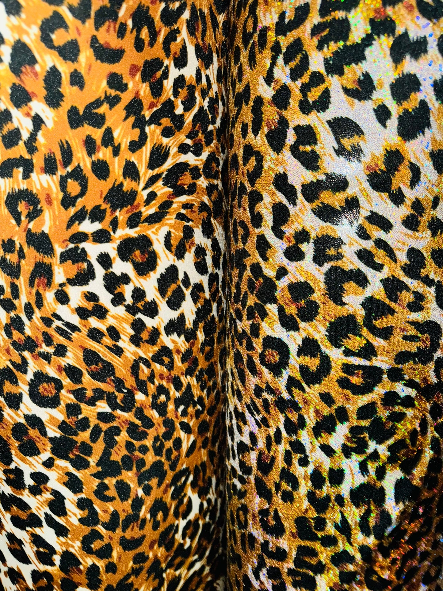 Exotic Leopard design with hologram foil and without foil nylon spandex 4-way stretch 58/60” High quality fabrics by AlexLAFabrics