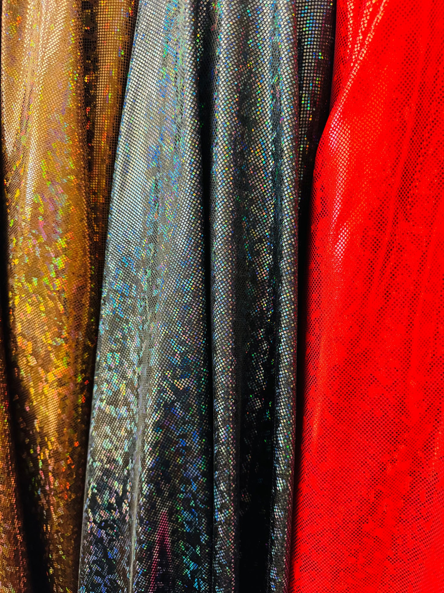 Shattered glass design hologram metallic nylon spandex 4-way stretch best quality in the market 58/60”