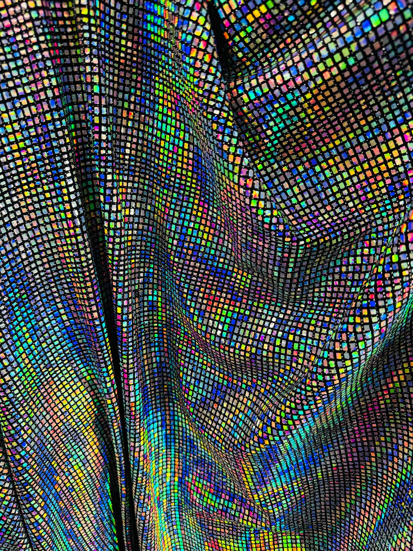 New Luxury Geometric Iridescent silver sequins on metallic spandex 2-way stretch 58/60” High Quality fabrics by AlexLAFabrics