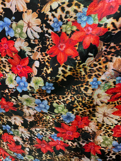 New Romantic flower design on hologram foggy foil metallic nylon spandex 4-way stretch 58/60” High quality fabrics by AlexLAFabrics