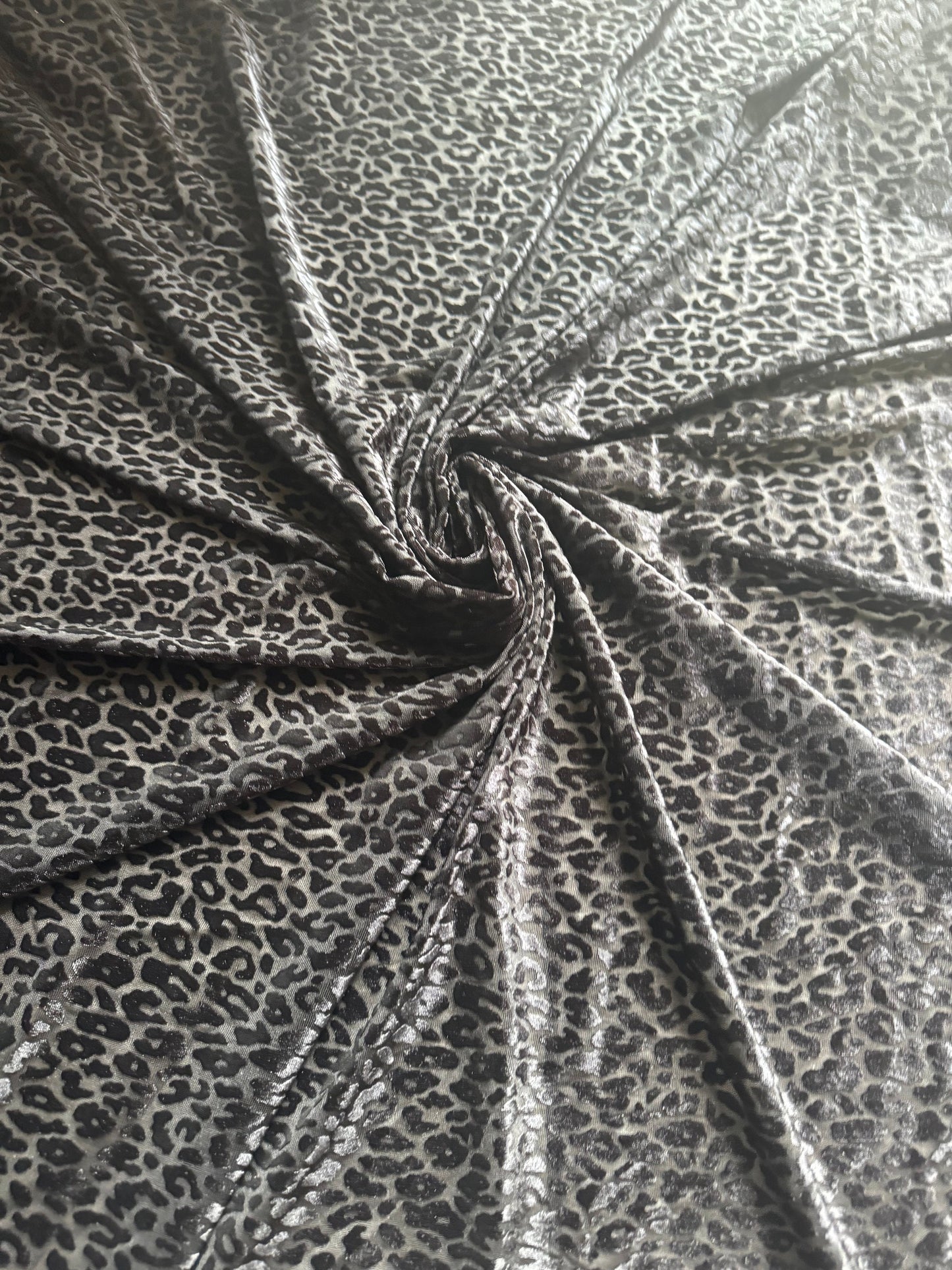 Cheetah exotic design on burnout stretch velvet 4-way stretch 58/60” High quality fabrics by AlexLAFabrics