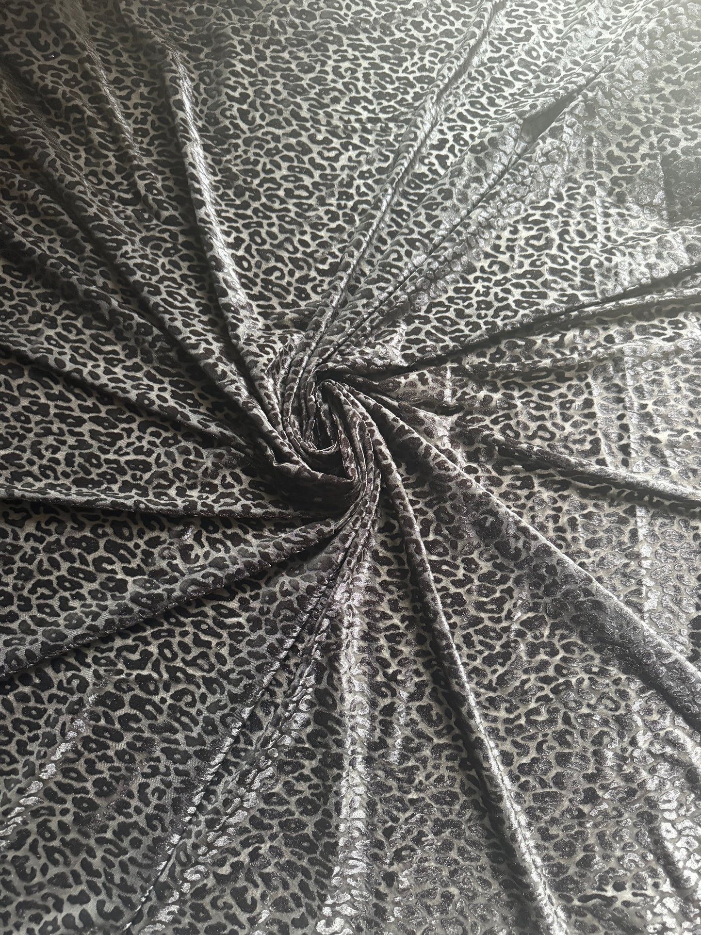 Cheetah exotic design on burnout stretch velvet 4-way stretch 58/60” High quality fabrics by AlexLAFabrics
