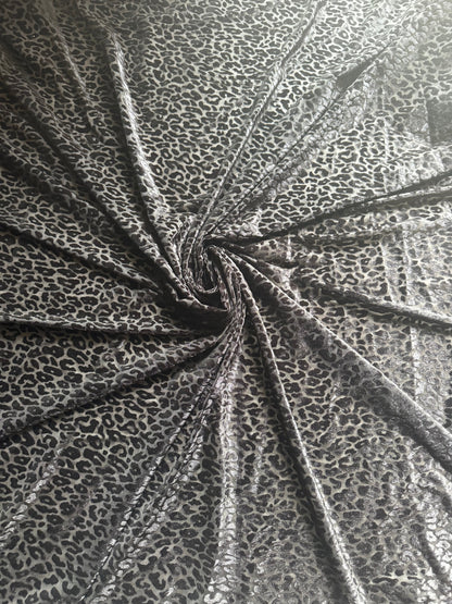 Cheetah exotic design on burnout stretch velvet 4-way stretch 58/60” High quality fabrics by AlexLAFabrics