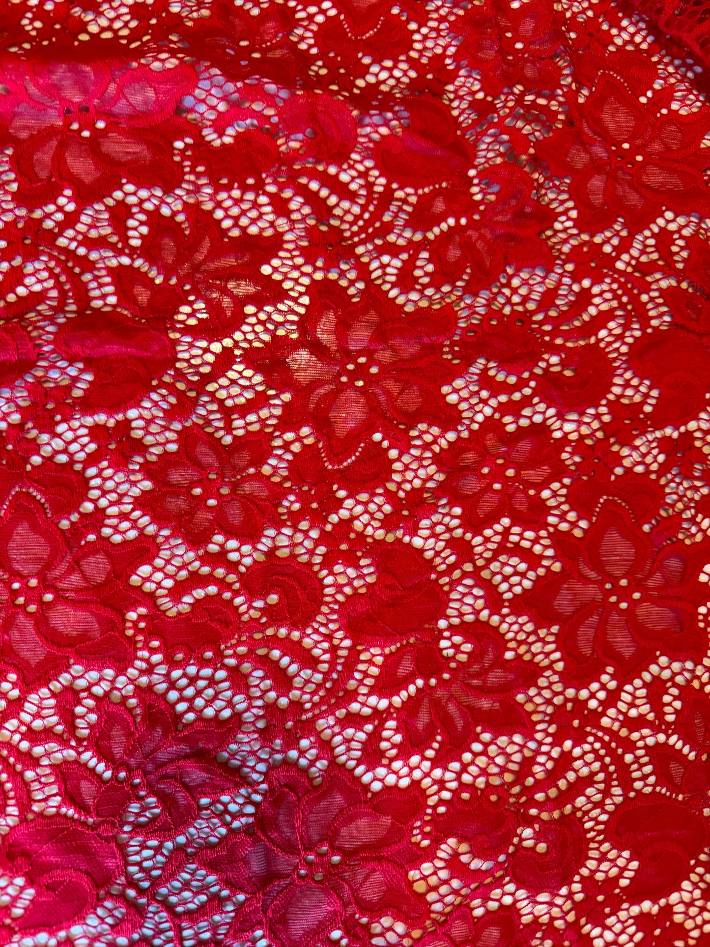Red Victoria lace 4-way stretch 58/60” High quality fabrics by AlexLAFabrics