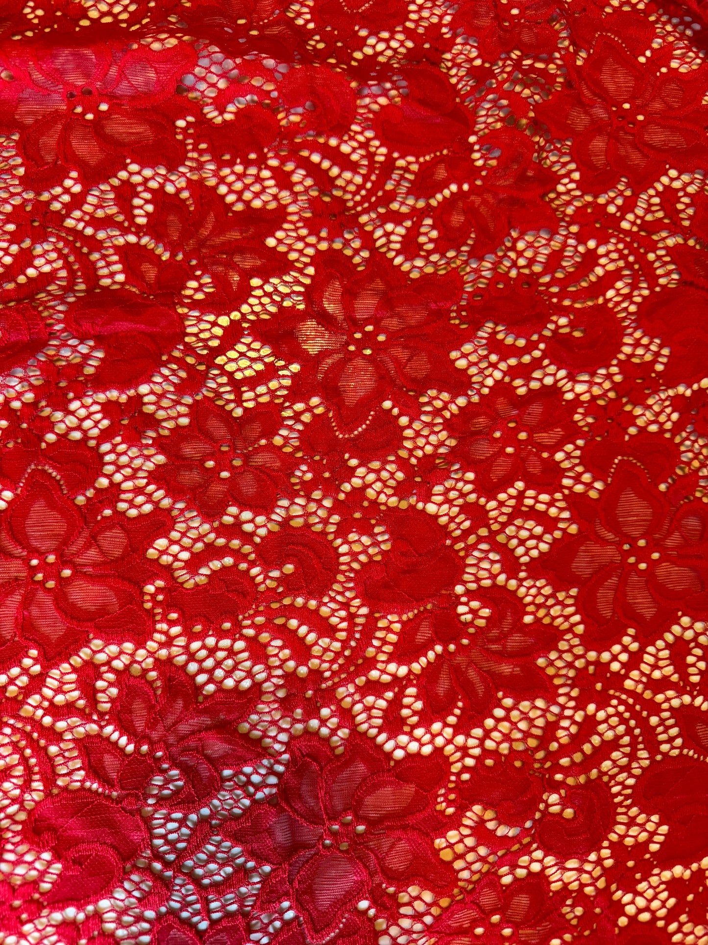 Red Victoria lace 4-way stretch 58/60” High quality fabrics by AlexLAFabrics