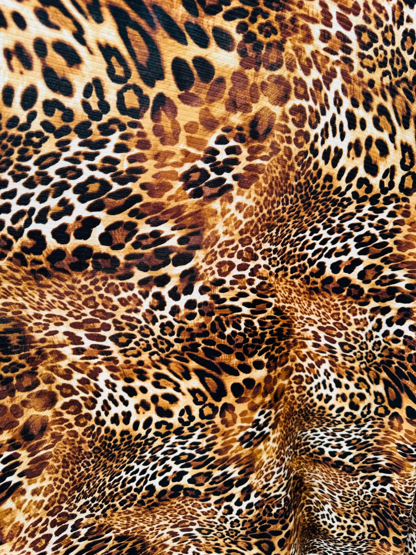 Leopard exotic design print on ribbed spandex knit 4-way stretch 58/60”