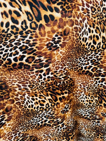 Leopard exotic design print on ribbed spandex knit 4-way stretch 58/60”