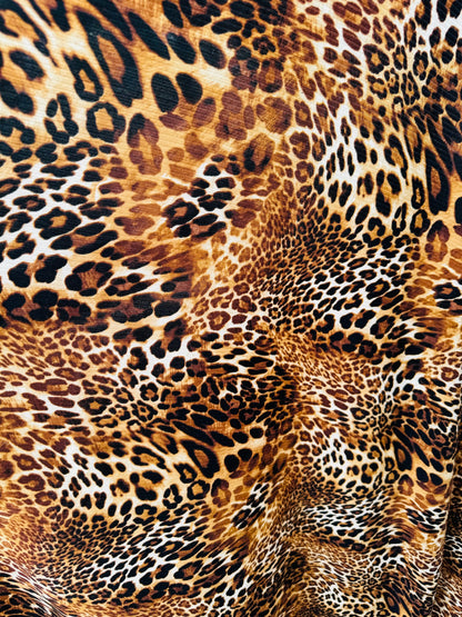 Leopard exotic design print on ribbed spandex knit 4-way stretch 58/60”