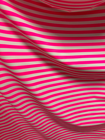 Stripe design 1/2” size neon pink/white print on best quality of nylon spandex 4-way stretch 58/60”