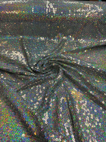 Hologram silver spandex sequins all over 2-way stretch 58/60” high quality fabrics by AlexLAFabrics