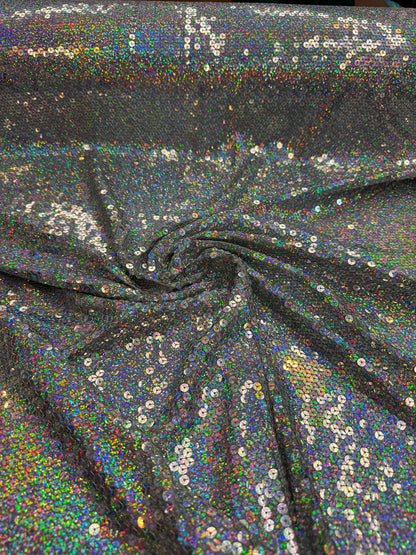 Hologram silver spandex sequins all over 2-way stretch 58/60” high quality fabrics by AlexLAFabrics