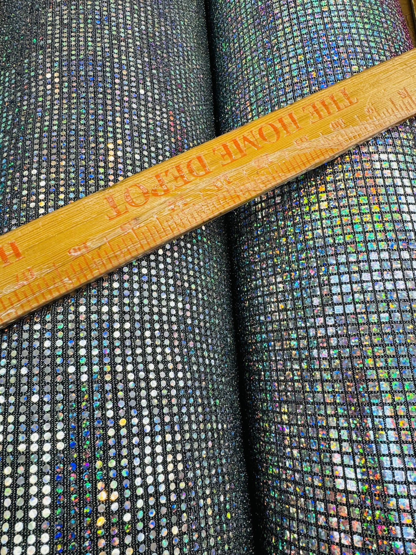 Geometric hologram sequins silver holo all over on spandex metallic base 2-way stretch 58/60” High quality fabrics by AlexLAFabrics