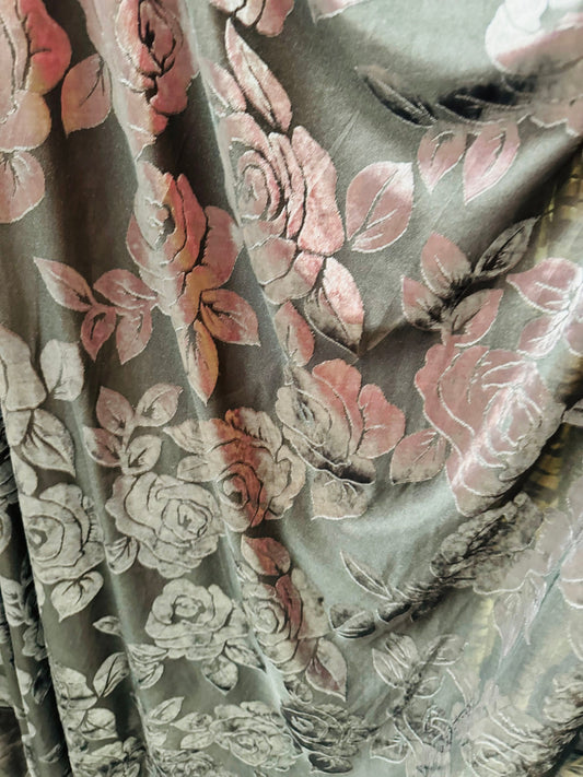 Flower design luxury burnout stretch velvet 4-way stretch 58/60” High quality fabrics by AlexLAFabrics