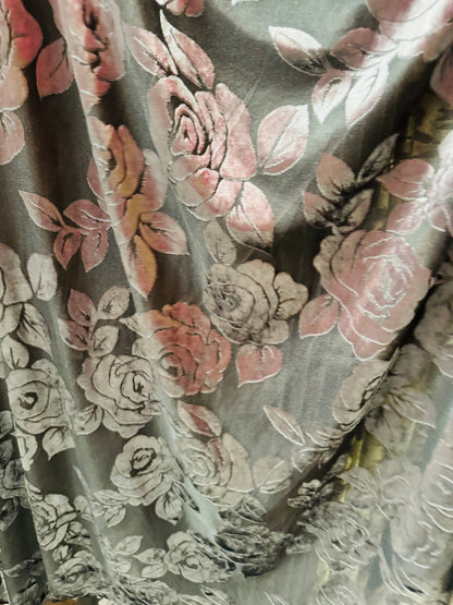 Flower design luxury burnout stretch velvet 4-way stretch 58/60” High quality fabrics by AlexLAFabrics