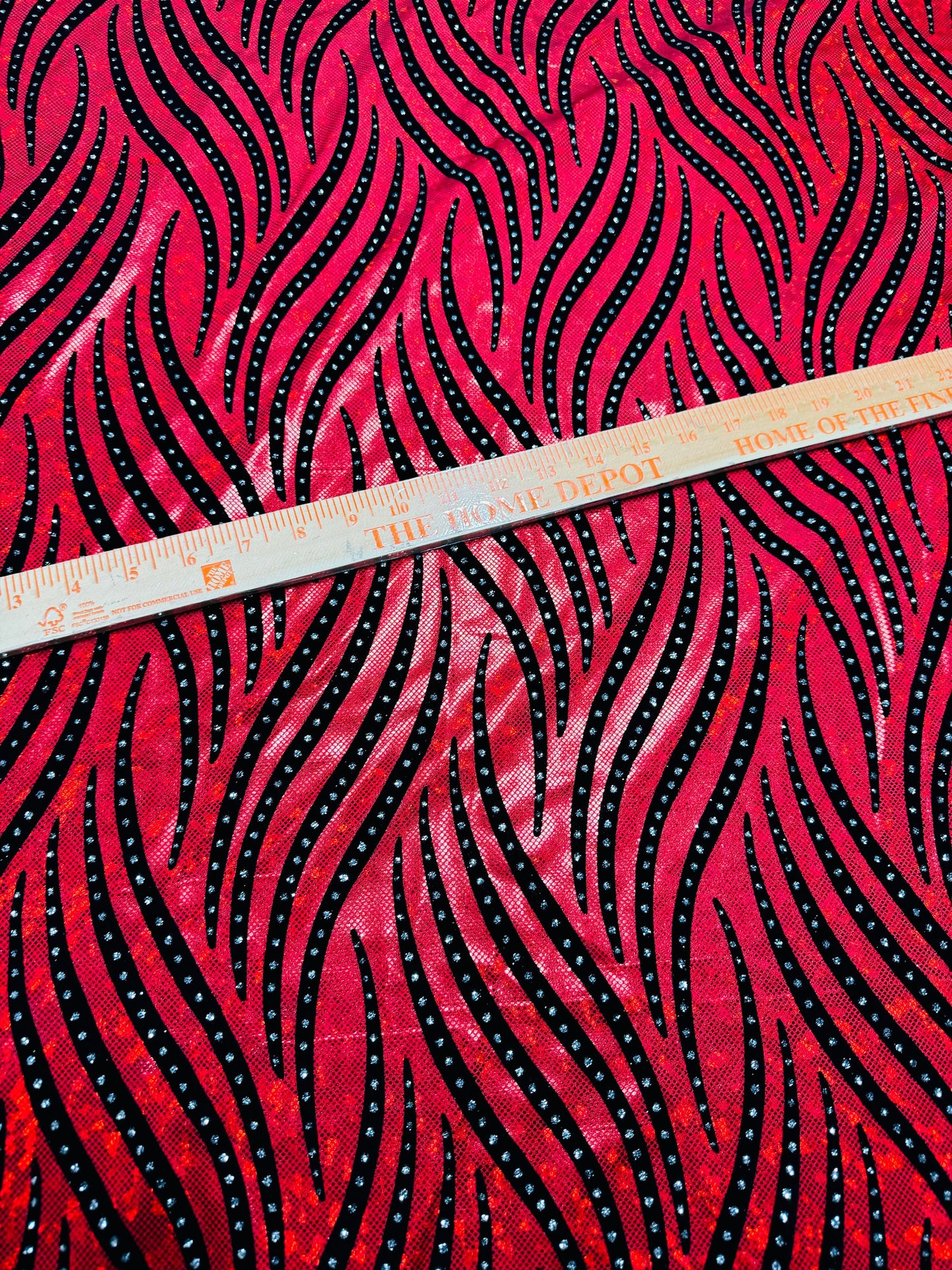 Flames Deluxe design hologram shattered glass metallic nylon spandex 4-way stretch 58/60” High quality fabrics by AlexLAFabrics