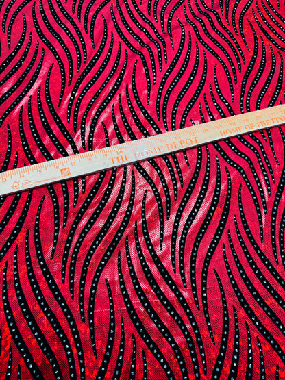 Flames Deluxe design hologram shattered glass metallic nylon spandex 4-way stretch 58/60” High quality fabrics by AlexLAFabrics