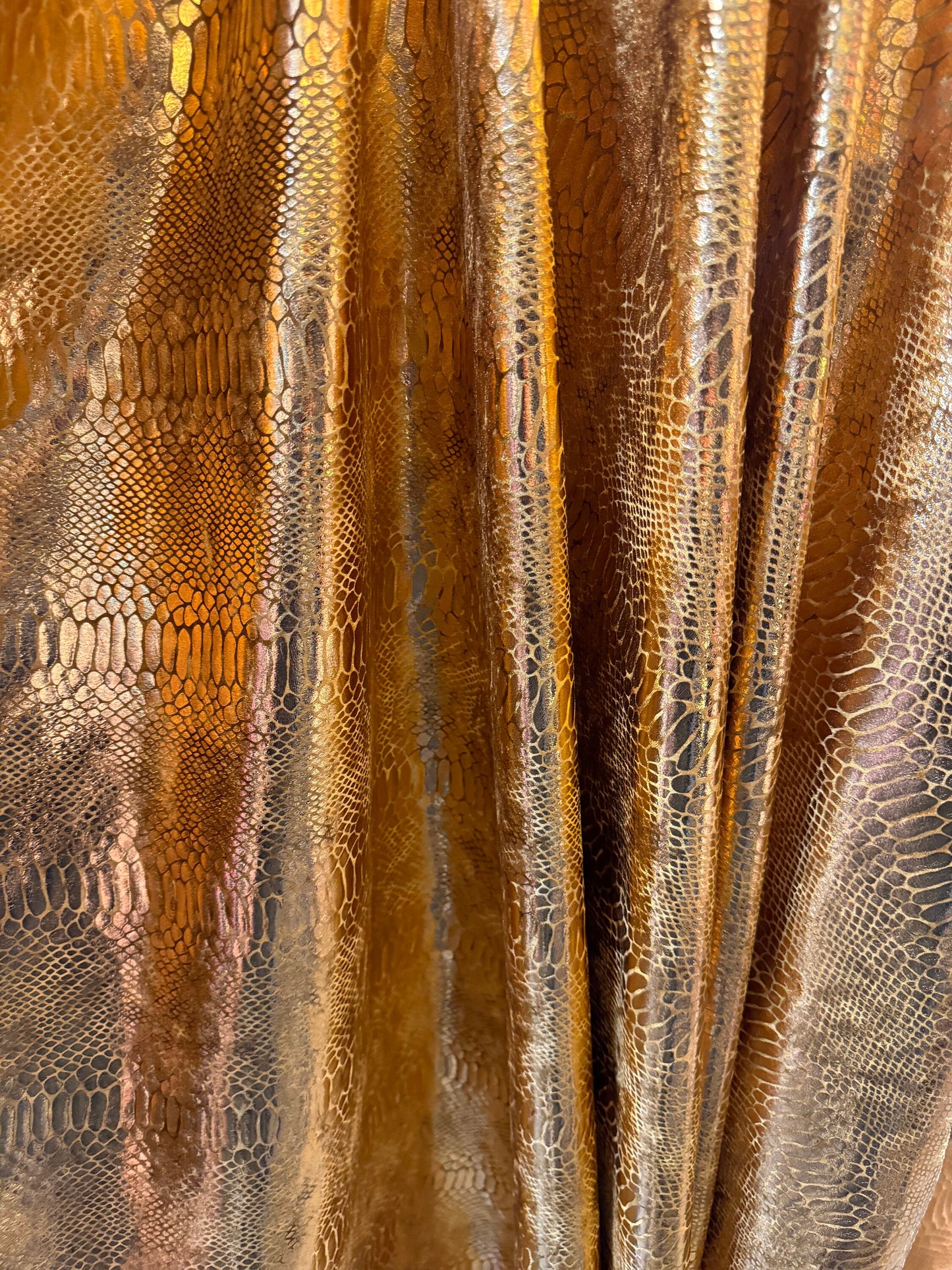 Exotic Anaconda stretch velvet copper 2-way stretch 58/60” High quality fabrics by AlexLAFabrics