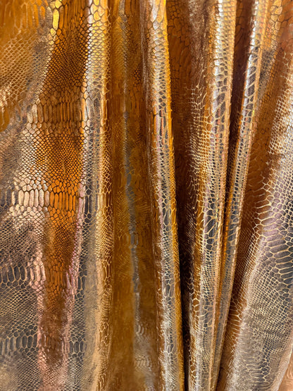 Exotic Anaconda stretch velvet copper 2-way stretch 58/60” High quality fabrics by AlexLAFabrics