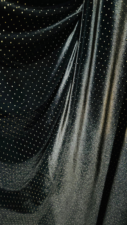 Luxury Gladiator stretch velvet with metallic dots 4-way stretch 58/60” Sold by the YD. Ships Worldwide from Los Angeles California USA