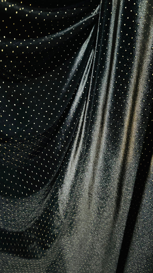 Luxury Gladiator stretch velvet with metallic dots 4-way stretch 58/60” Sold by the YD. Ships Worldwide from Los Angeles California USA