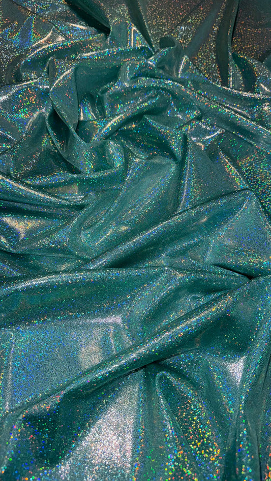 Tiffany silver sparkling hologram foggy foil metallic nylon spandex 4-way stretch 58/60” High quality fabrics by AlexLAFabrics