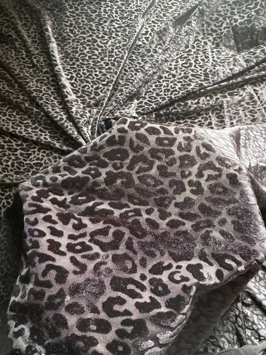 Cheetah exotic design on burnout stretch velvet 4-way stretch 58/60” High quality fabrics by AlexLAFabrics