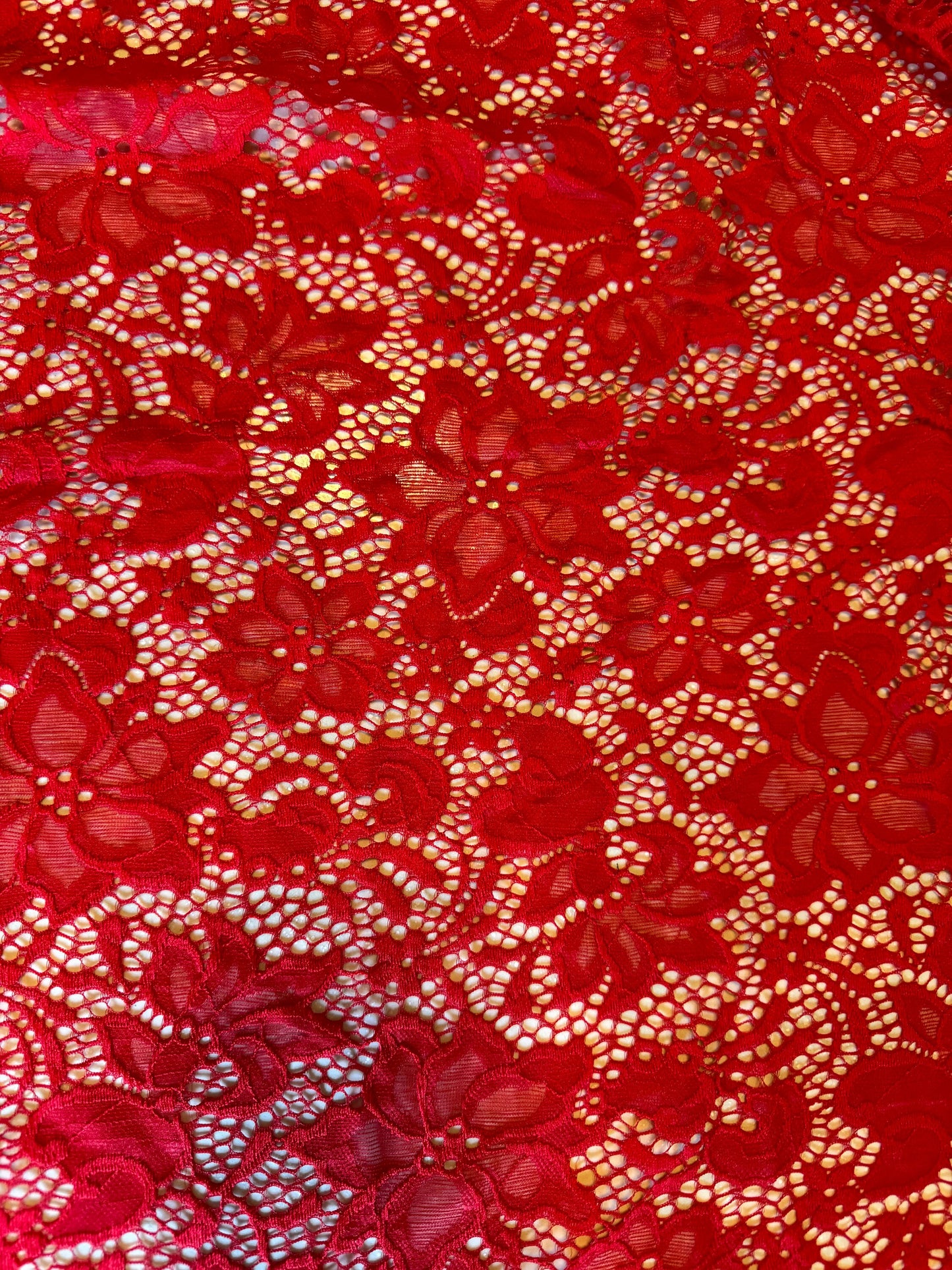 Red Victoria lace 4-way stretch 58/60” High quality fabrics by AlexLAFabrics