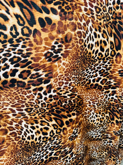 Leopard exotic design print on ribbed spandex knit 4-way stretch 58/60”
