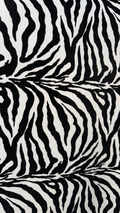 Exotic zebra design luxury stretch velvet 4-way stretch 58/60” High quality fabrics by AlexLAFabrics