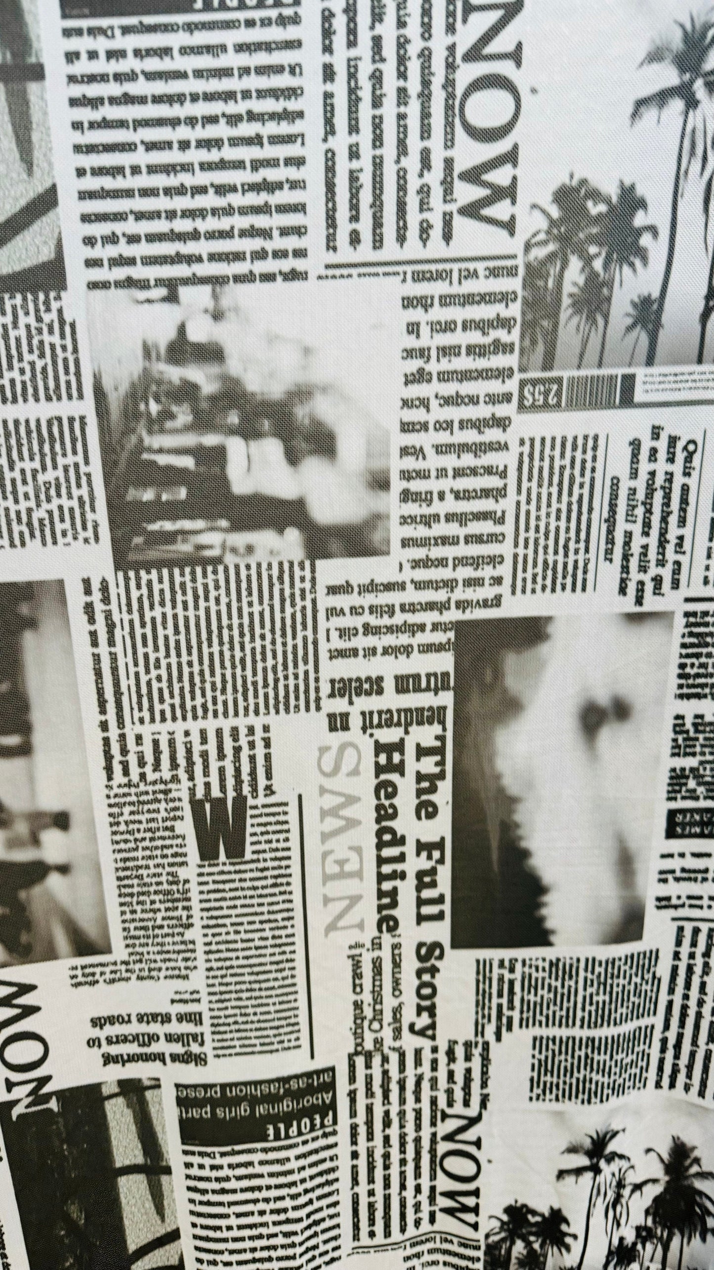 Newspaper design print on great quality of power mesh nylon spandex  4-way stretch 58/60”