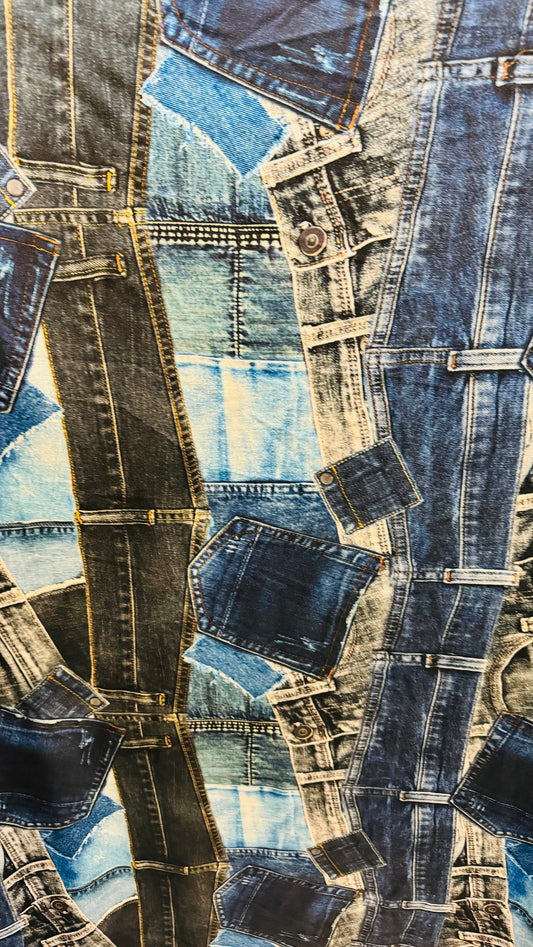 New Denim jeans design print on best quality of nylon spandex 4-way stretch 58/60”