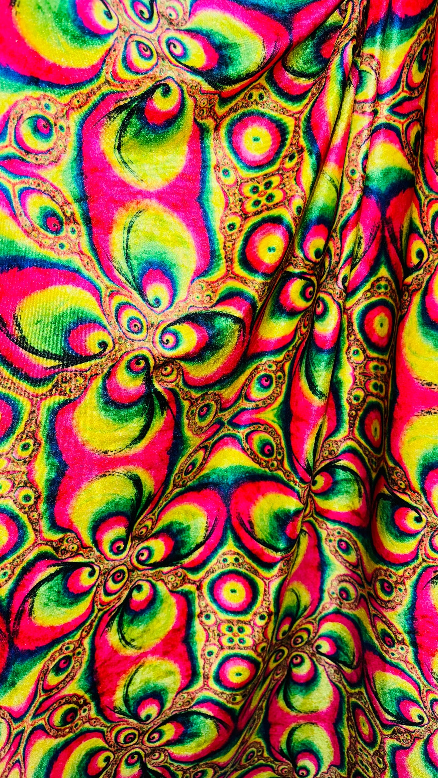Retro Style 60s 70s abstract design print on great quality of stretch velvet 4-way stretch 58/60” High quality fabrics by AlexLAFabrics