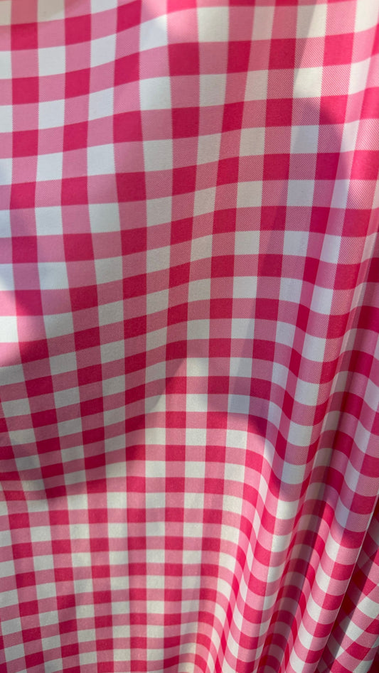 Gingham pink design on nylon spandex 4-way stretch 58/60” High quality fabrics by AlexLAFabrics