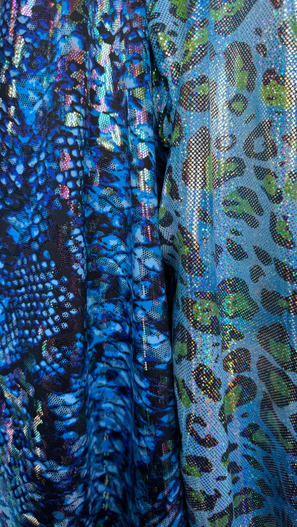 Exotic animals print hologram nylon spandex 4-way stretch 58/60” high quality fabrics by AlexLAFabrics