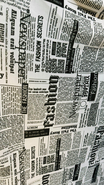 Newspaper design print on great quality of power mesh 4-way stretch 58/60”