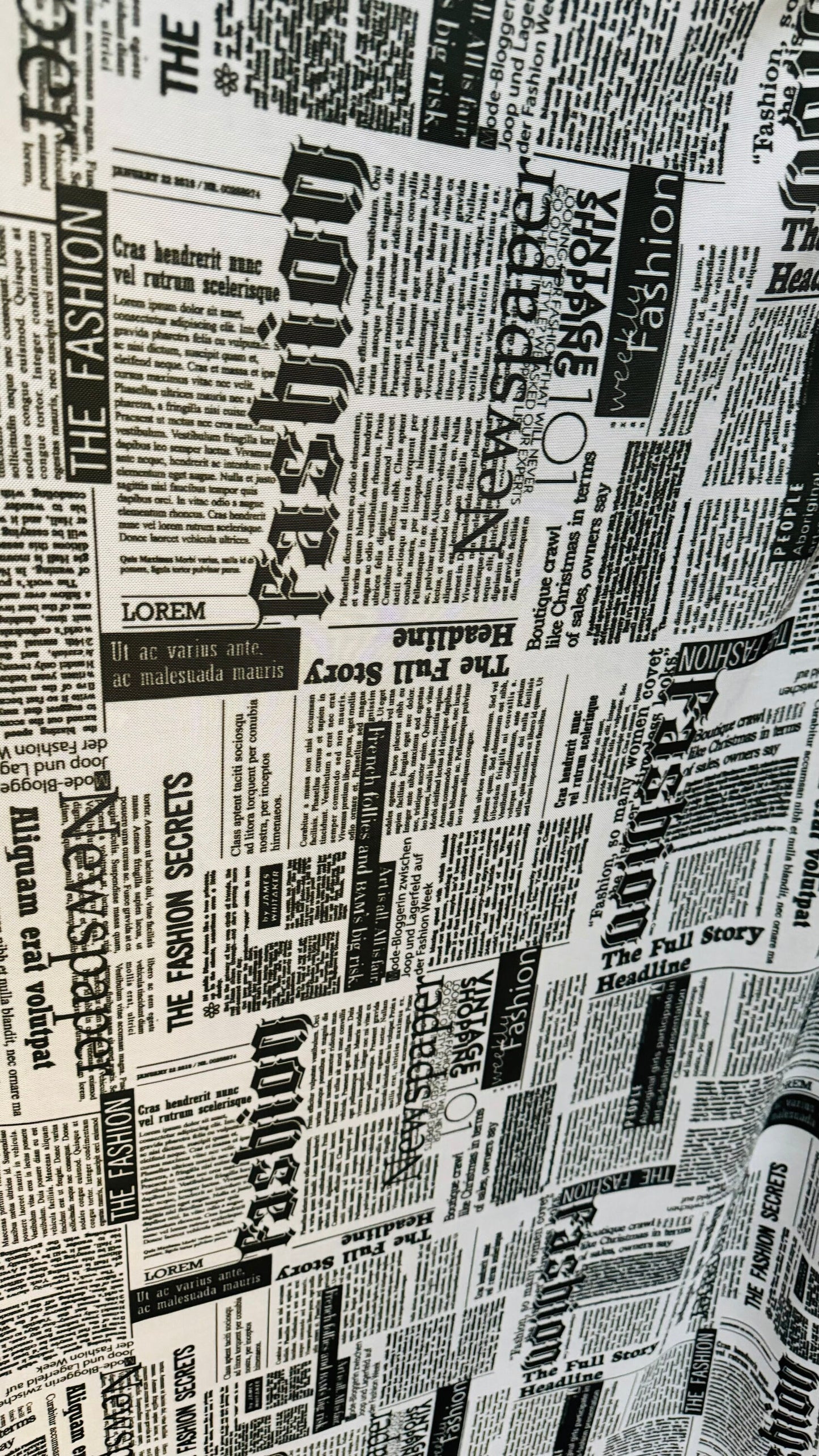 Newspaper design print on great quality of power mesh 4-way stretch 58/60”