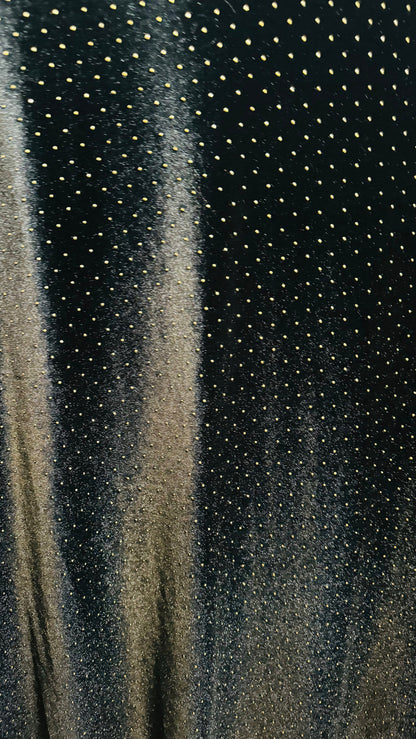 Luxury Gladiator stretch velvet with metallic dots 4-way stretch 58/60” Sold by the YD. Ships Worldwide from Los Angeles California USA