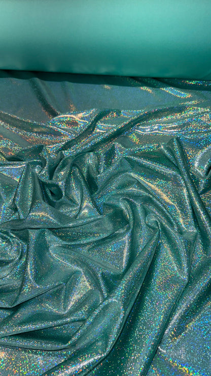 Tiffany silver sparkling hologram foggy foil metallic nylon spandex 4-way stretch 58/60” High quality fabrics by AlexLAFabrics