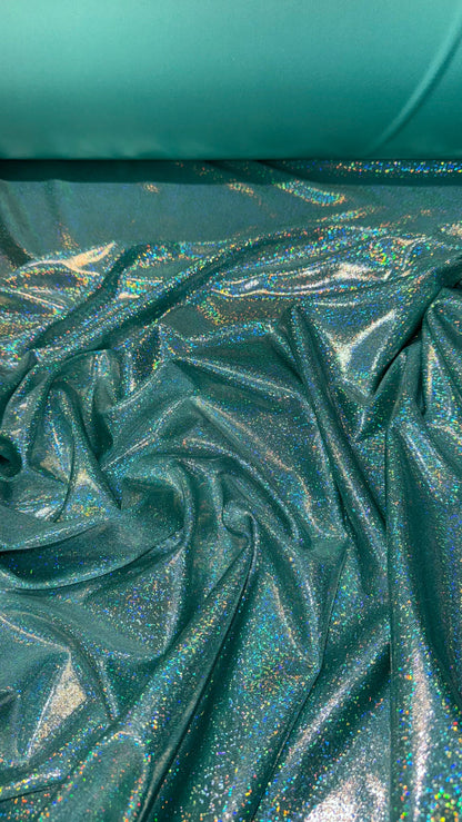 Tiffany silver sparkling hologram foggy foil metallic nylon spandex 4-way stretch 58/60” High quality fabrics by AlexLAFabrics