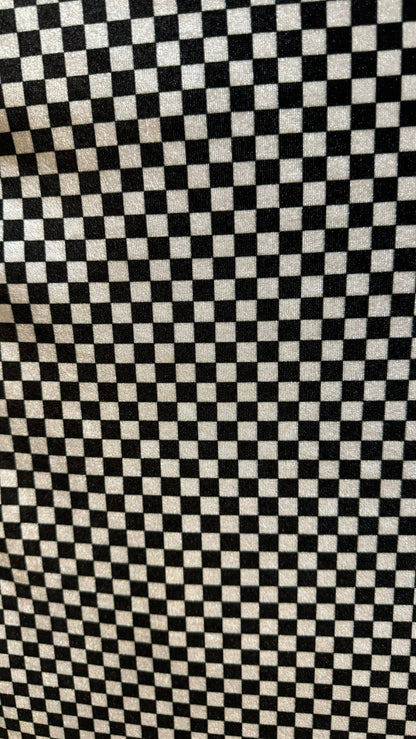 Small checkered design on stretch velvet 4-way 58/60” High quality fabrics by AlexLAFabrics