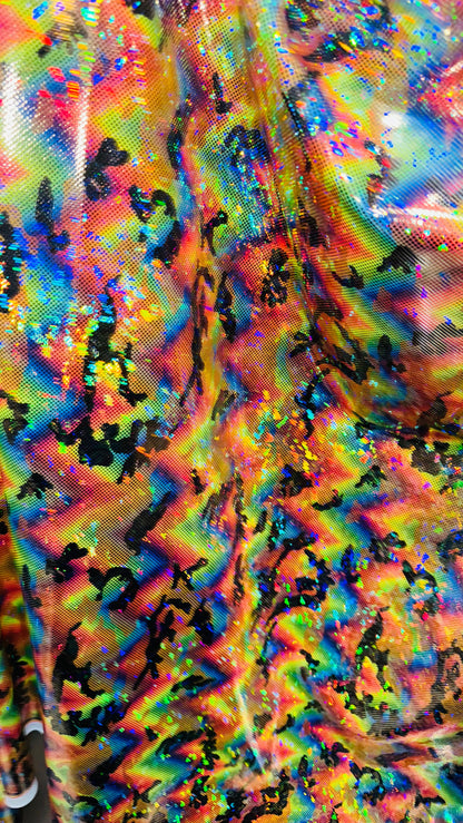 New Camouflage design hologram metallic nylon spandex 4-way stretch 58/60” High quality fabrics by AlexLAFabrics