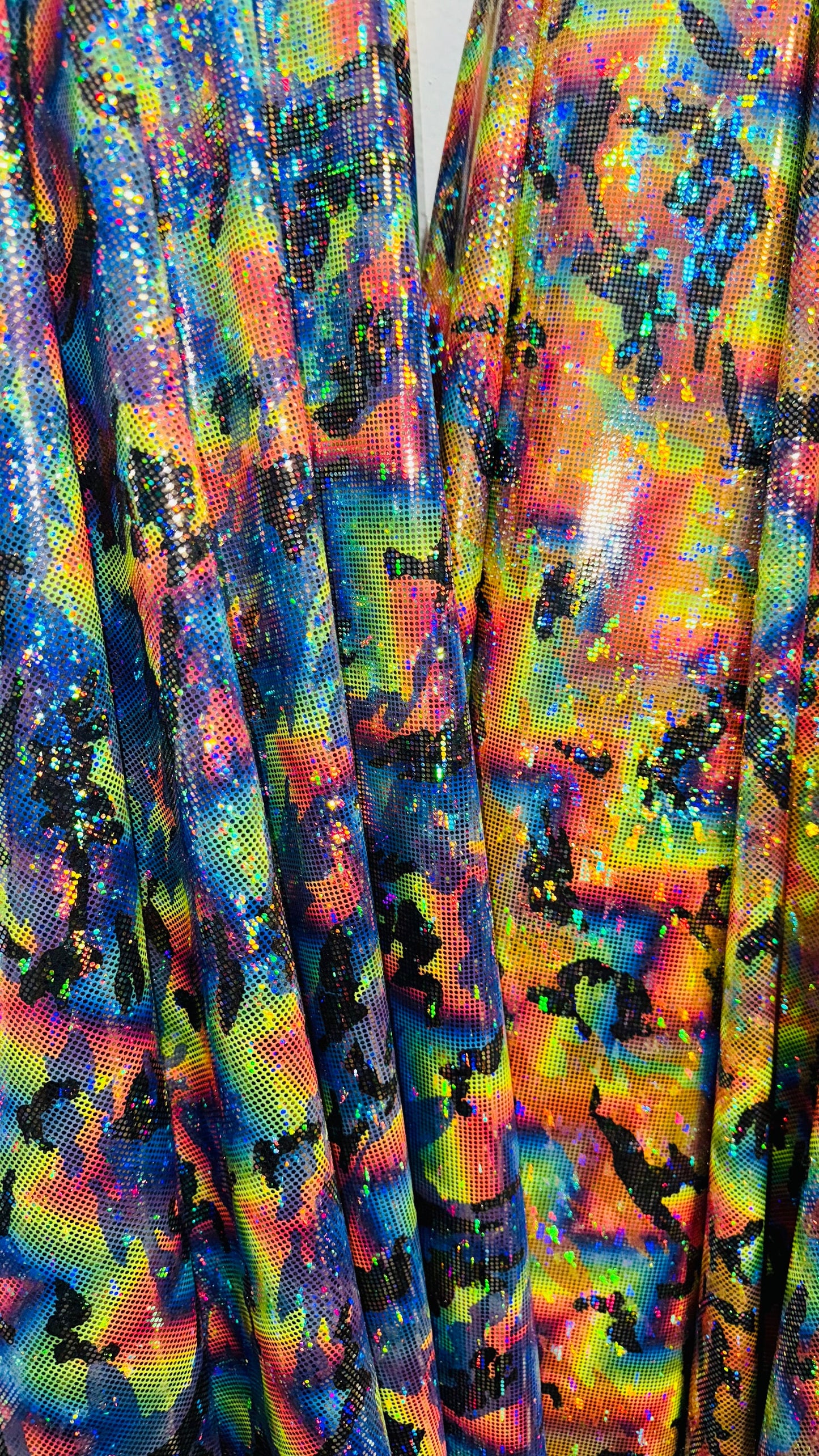 New Camouflage design hologram metallic nylon spandex 4-way stretch 58/60” High quality fabrics by AlexLAFabrics